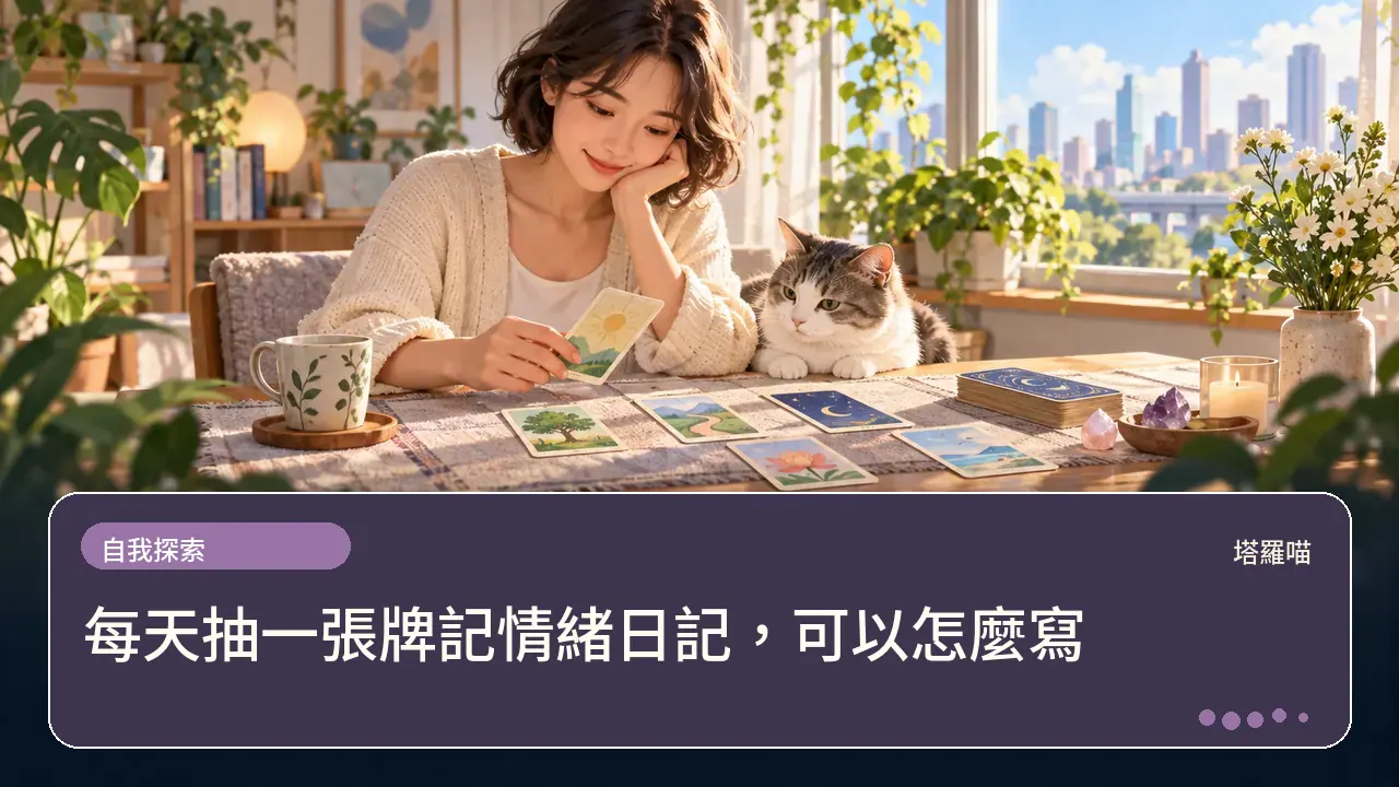 每天抽一張牌記情緒日記,可以怎麼寫主題插畫