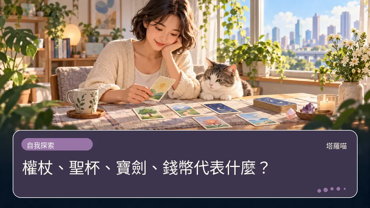 權杖、聖杯、寶劍、錢幣代表什麼？主題插畫