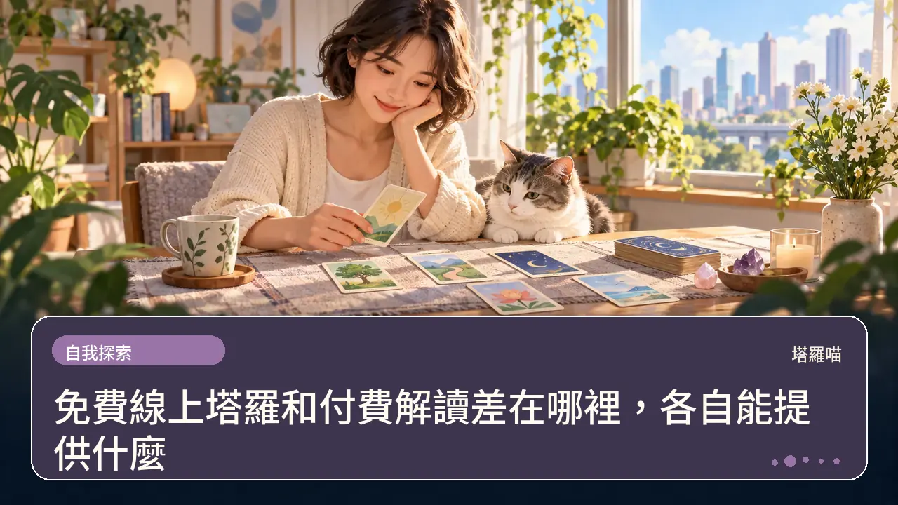 免費線上塔羅和付費解讀差在哪裡,各自能提供什麼主題插畫