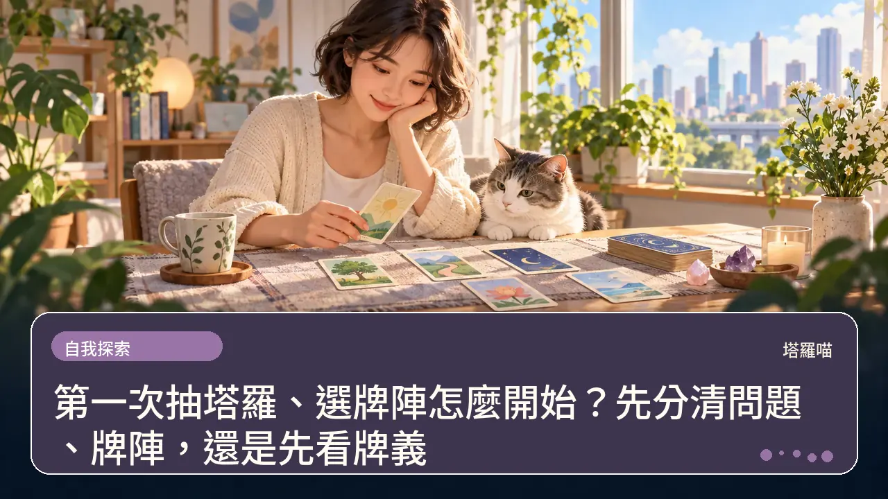 第一次抽塔羅、選牌陣怎麼開始？先分清問題、牌陣，還是先看牌義主題插畫