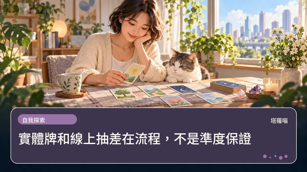 實體牌和線上抽差在流程,不是準度保證主題插畫