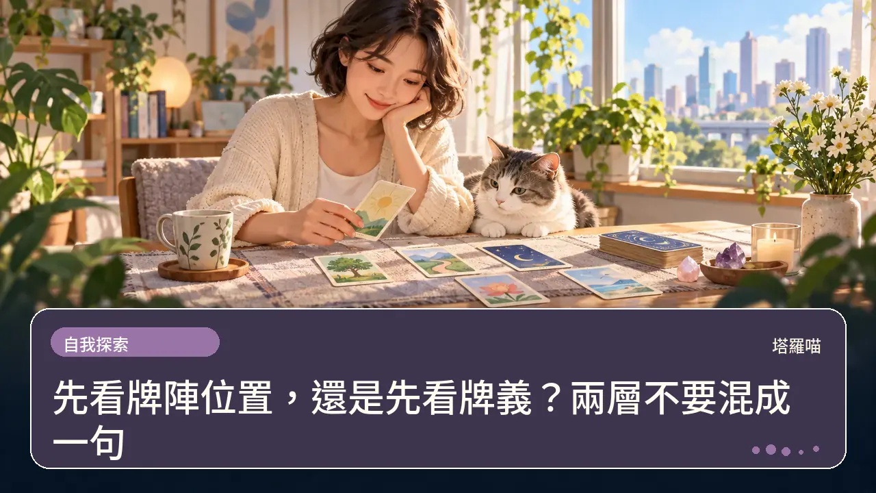 先看牌陣位置,還是先看牌義?兩層不要混成一句主題插畫