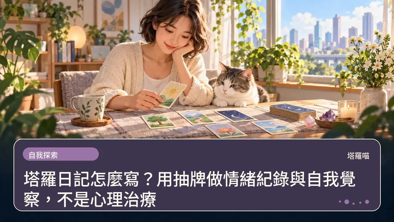 塔羅日記怎麼寫？用抽牌做情緒紀錄與自我覺察，不是心理治療主題插畫