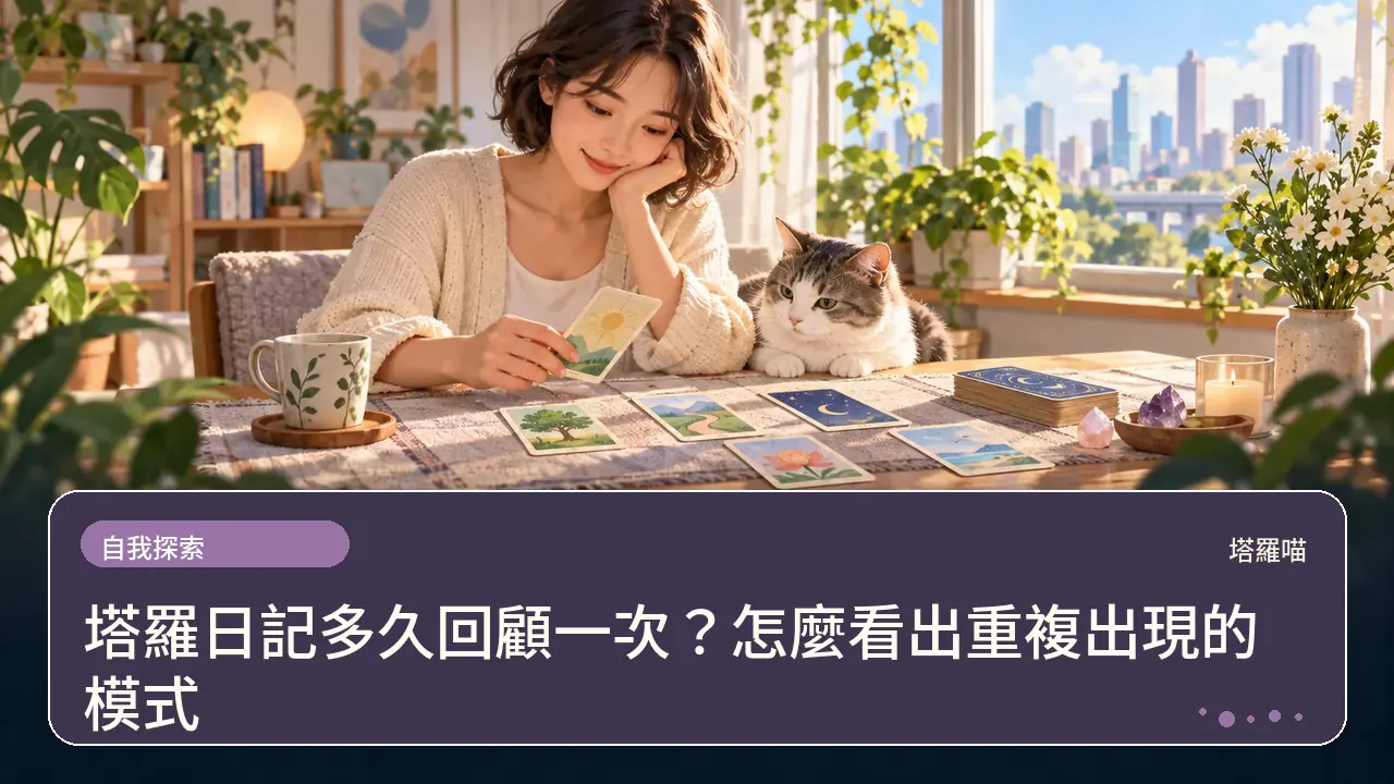 塔羅日記多久回顧一次？怎麼看出重複出現的模式主題插畫